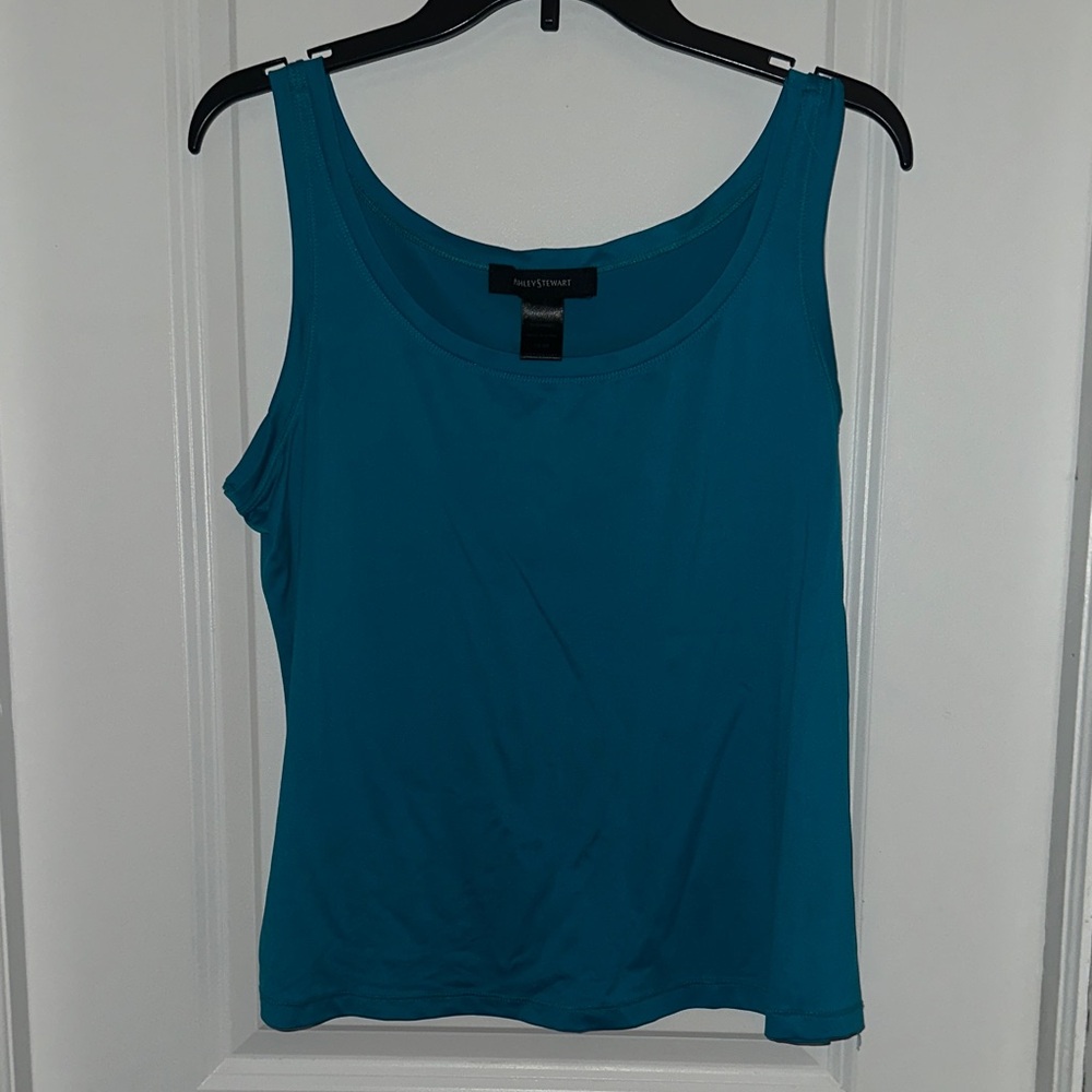 Ashley Stewart Teal Scoop Neck Tank Top